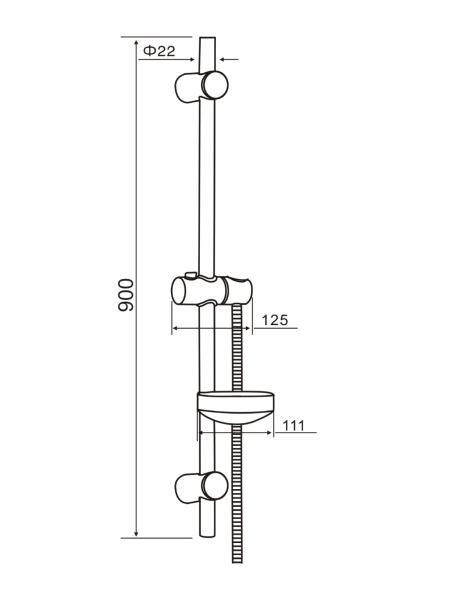 Душевая штанга 900 мм Orange ORANGE OS9 VARIO, хром